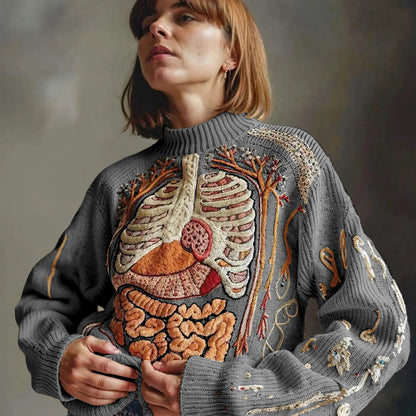 Trui Halloween Skeletprint | Grofgebreid