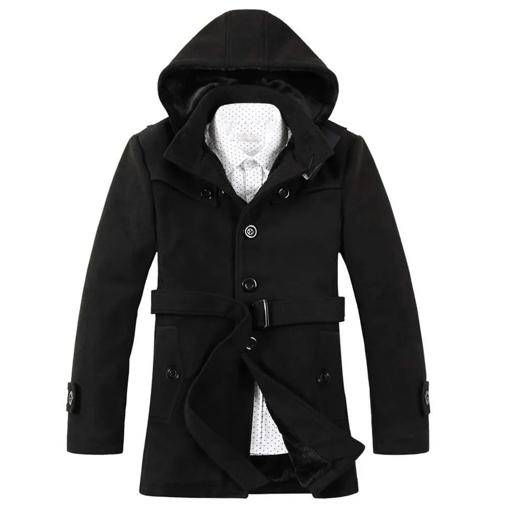 Heren Trenchcoat Wolmix met Capuchon