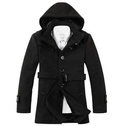Heren Trenchcoat Wolmix met Capuchon