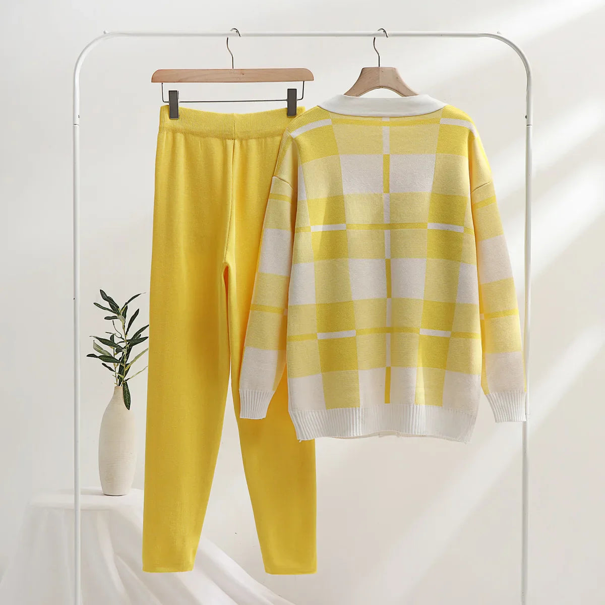 Dames Gebreide 3-delige Set | Cardigan, Top & Broek