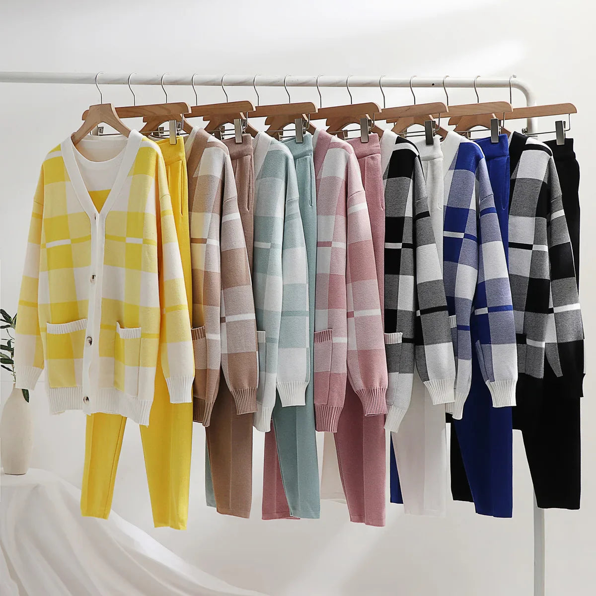 Dames Gebreide 3-delige Set | Cardigan, Top & Broek