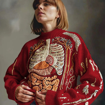 Trui Halloween Skeletprint | Grofgebreid