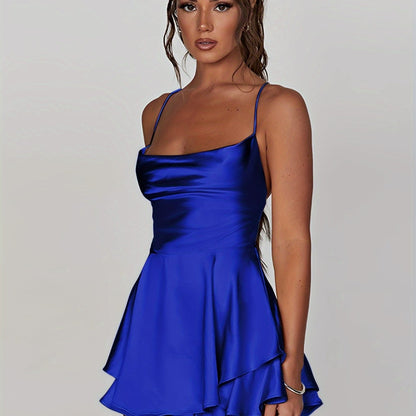 Luna Silk | Satin Flare Mini Dress
