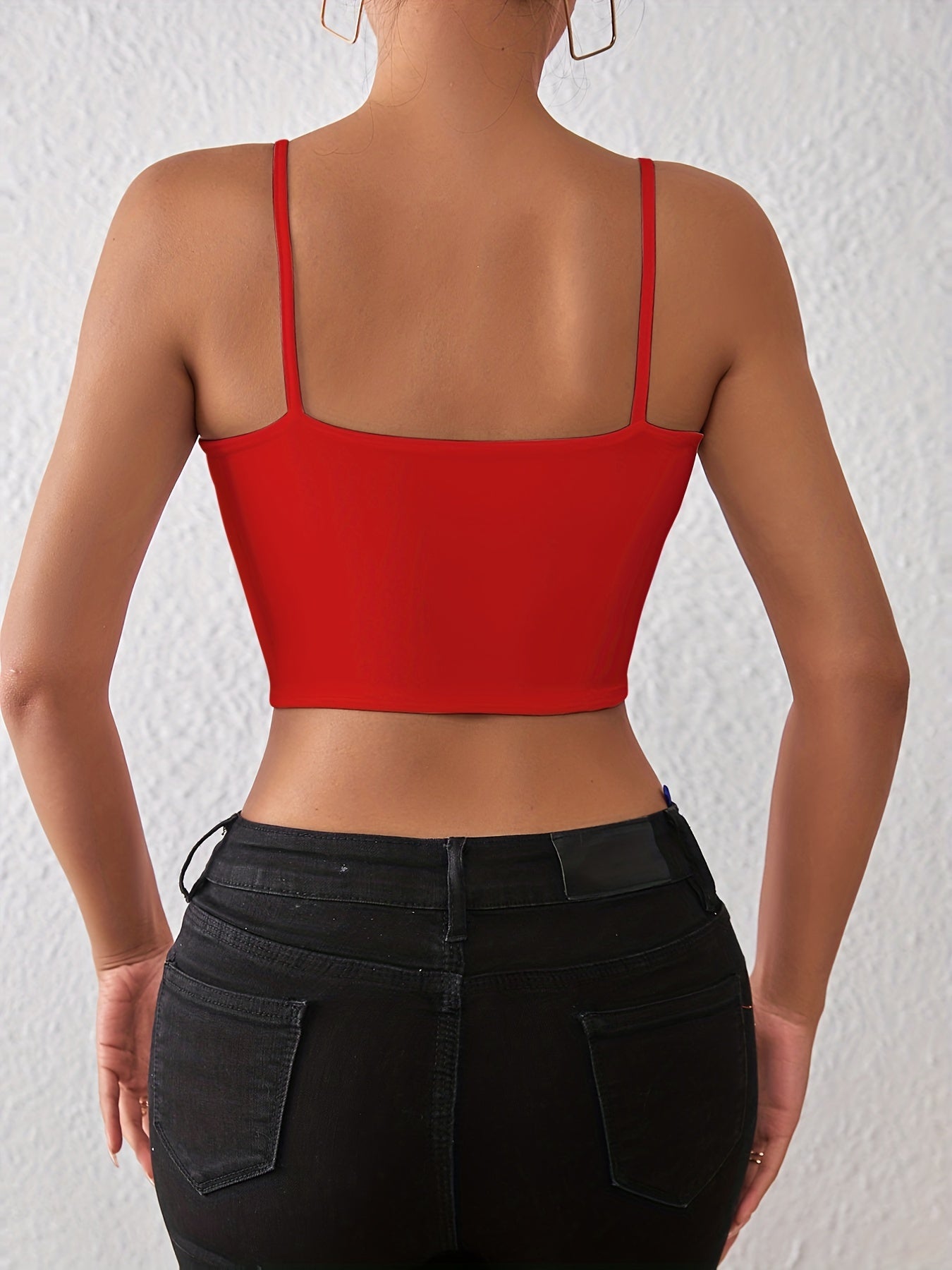 Crop top met spaghettibandjes, veelzijdige cami-top zonder rug voor de zomer, dameskleding