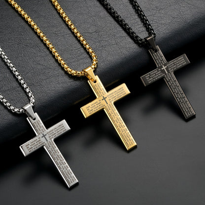 1 stuk Europese en Amerikaanse trendy nieuwe religieuze gegraveerde kruisketting, en veelzijdig voor mannen en vrouwen, kruis hanger ketting