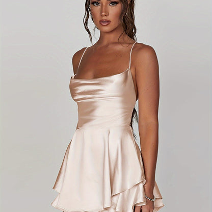 Luna Silk | Satin Flare Mini Dress