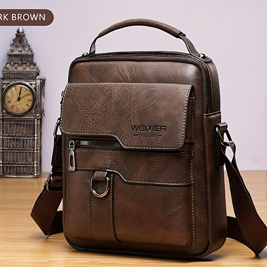 Authentieke leren messenger tas voor heren, vintage stijl zakelijke handtas