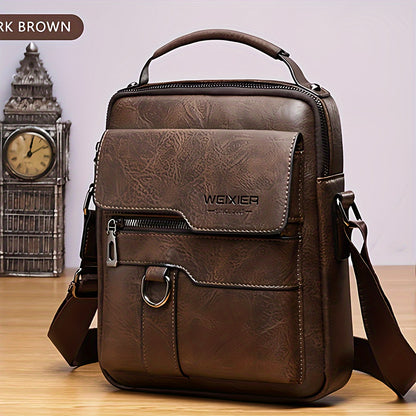 Authentieke leren messenger tas voor heren, vintage stijl zakelijke handtas