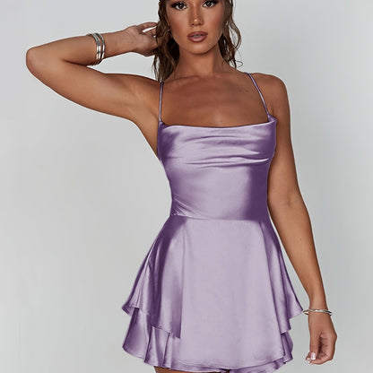 Luna Silk | Satin Flare Mini Dress