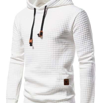 [1pc GEKM Heren Casual Sport Hoodie] 1pc GEKM Heren Casual Sport Pullover Sweatshirt, Boho Stijl Lange Mouw Hoodie met Geborduurd Ontwerp, Gebreide Polyester Stof, Regular Fit, 250gsm - Herfst/Winter Collectie