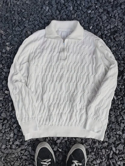 Herensweater casual, viscose breiwerk, effen kleur, reguliere pasvorm, crew hals, 1/4 rits, stretch stof, voor dagelijks gebruik en forenzen, herfst/winterseizoen
