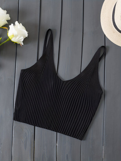 Valentijnsdag Geribbelde Gebreide Crop Cami Top, Y2K Mouwloze Top Voor Lente & Zomer, Dameskleding