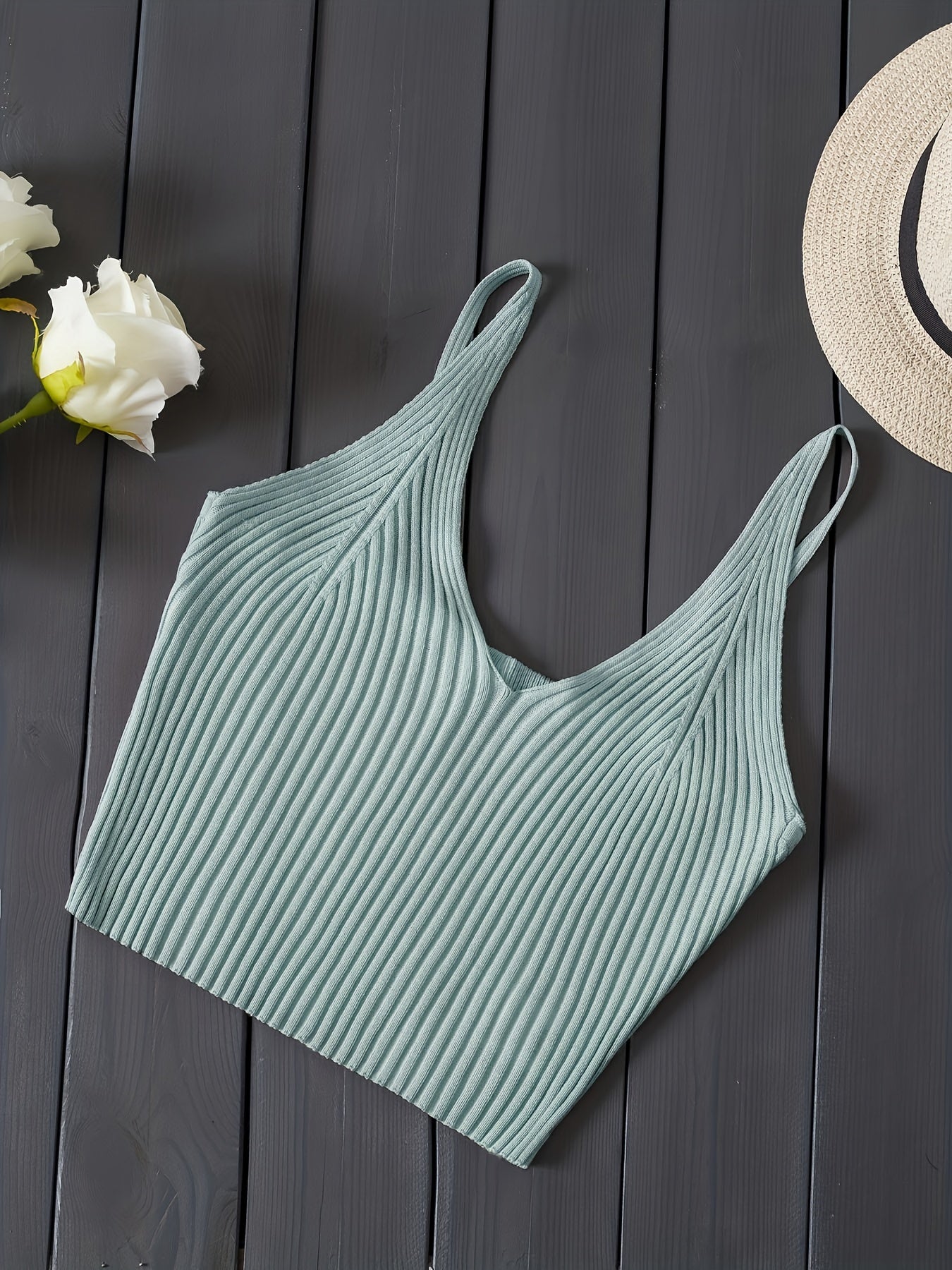 Valentijnsdag Geribbelde Gebreide Crop Cami Top, Y2K Mouwloze Top Voor Lente & Zomer, Dameskleding