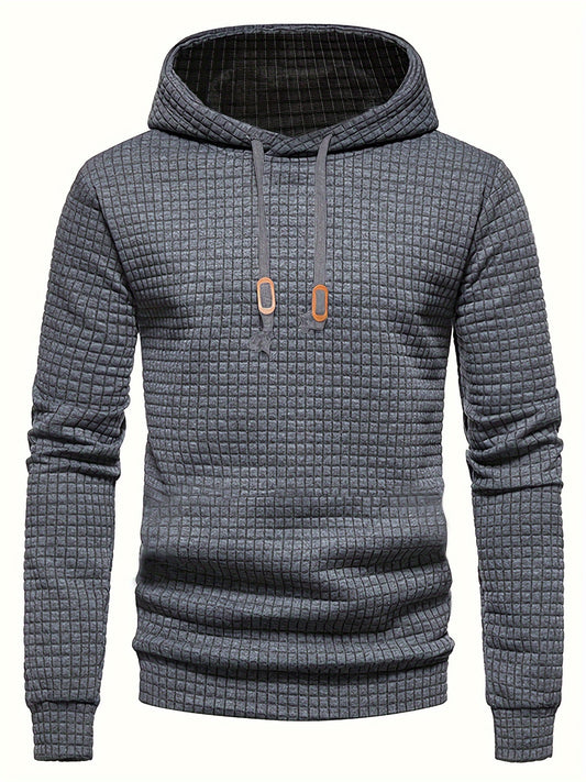 [1pc GEKM Heren Casual Sport Hoodie] 1pc GEKM Heren Casual Sport Pullover Sweatshirt, Boho Stijl Lange Mouw Hoodie met Geborduurd Ontwerp, Gebreide Polyester Stof, Regular Fit, 250gsm - Herfst/Winter Collectie
