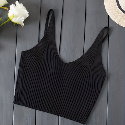 Valentijnsdag Geribbelde Gebreide Crop Cami Top, Y2K Mouwloze Top Voor Lente & Zomer, Dameskleding