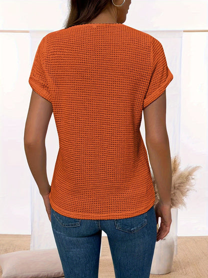 Kanten Inzetstukken Ronde Hals T-shirt, Informele Top Met Korte Mouwen Voor Lente En Zomer, Dameskleding