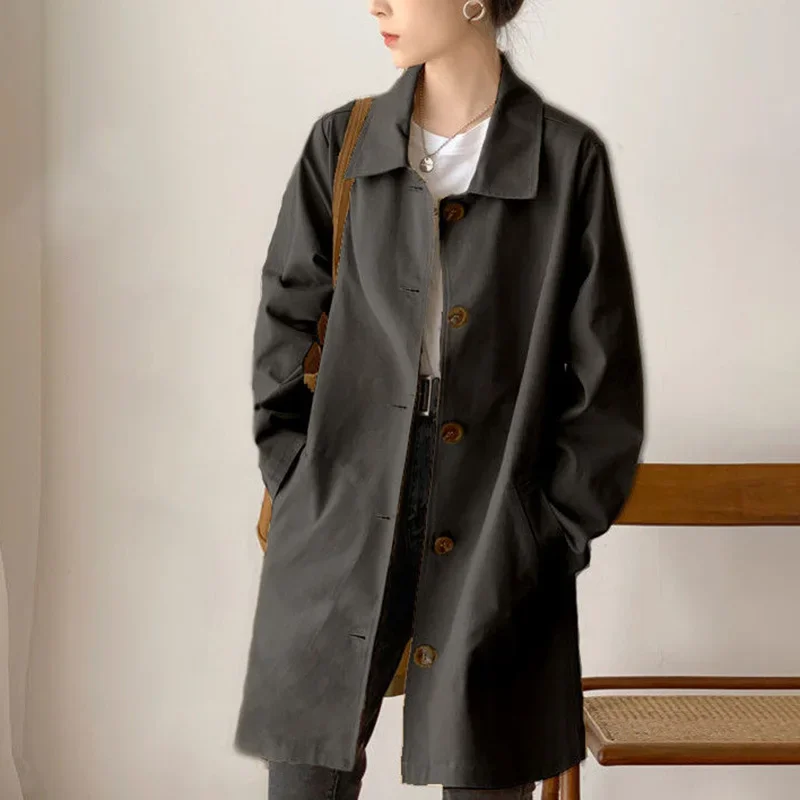 Vrouwen Trenchcoat Minimalistisch Mid-thigh