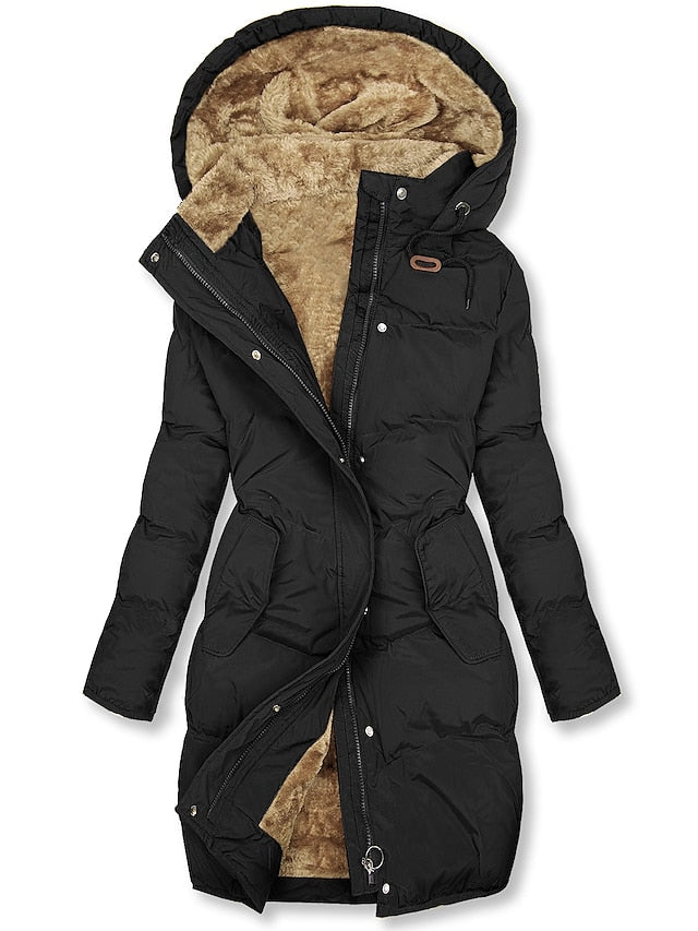 Dames Winterjas Parka Gewatteerd Met Teddyvoering