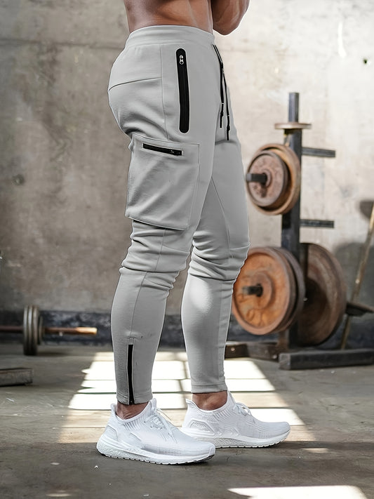Herensportbroek met camouflageprint, multifunctionele cargojoggingbroek, casual trainingsbroek voor de sportschool, veelzijdige sportbroek met trekkoord en zakken, outdoor kleding.