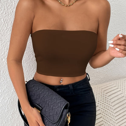 Sexy bodycon crop tube top, stevige elastische tube top, casual tops voor elke dag, dameskleding