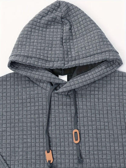 [1pc GEKM Heren Casual Sport Hoodie] 1pc GEKM Heren Casual Sport Pullover Sweatshirt, Boho Stijl Lange Mouw Hoodie met Geborduurd Ontwerp, Gebreide Polyester Stof, Regular Fit, 250gsm - Herfst/Winter Collectie