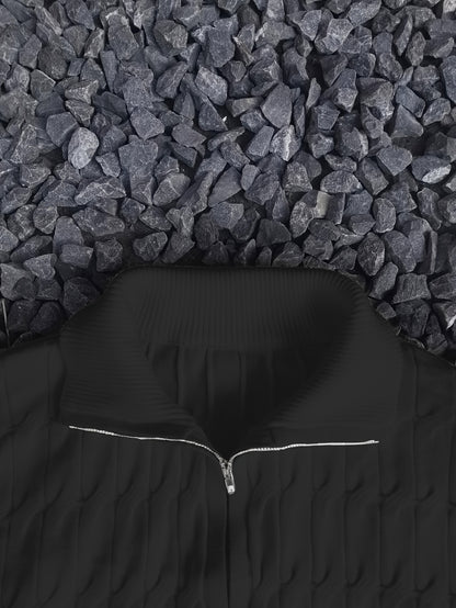 Herensweater casual, viscose breiwerk, effen kleur, reguliere pasvorm, crew hals, 1/4 rits, stretch stof, voor dagelijks gebruik en forenzen, herfst/winterseizoen