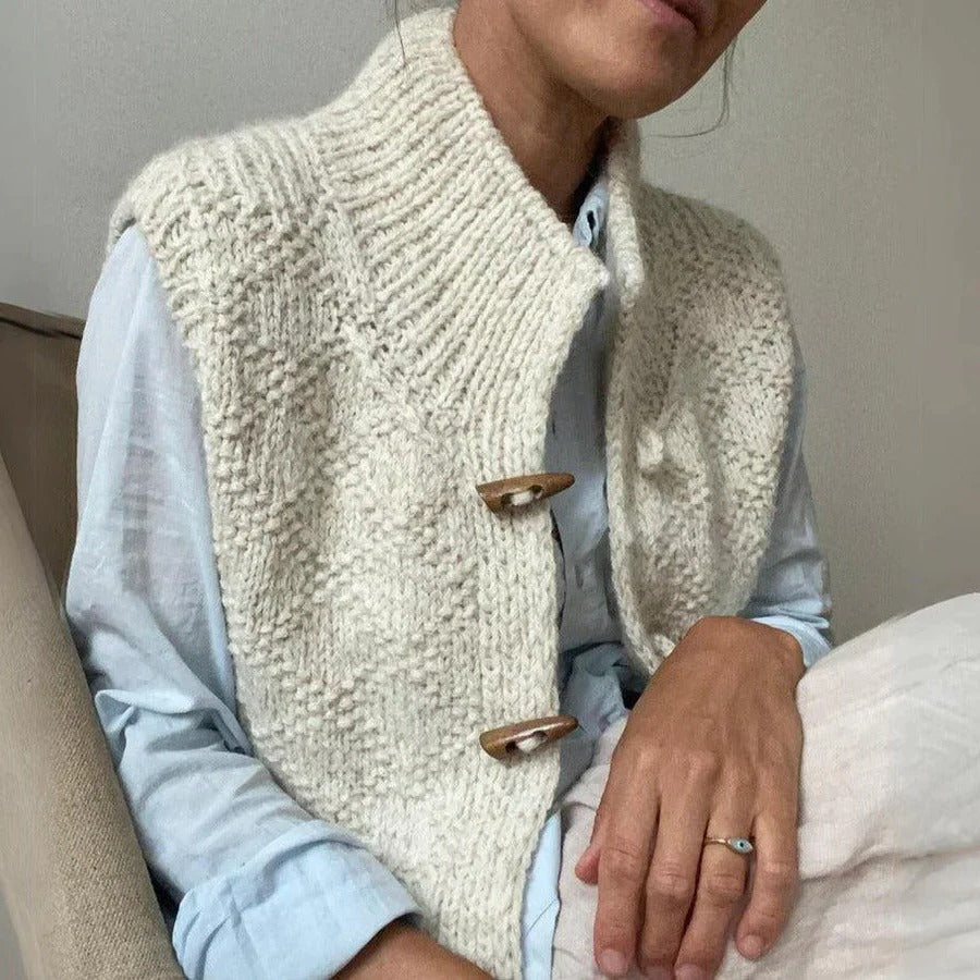 Dames Gebreid Gilet met Knoopsluiting