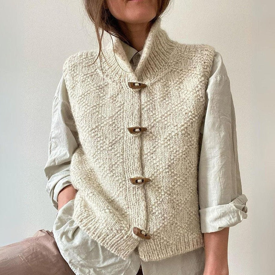 Dames Gebreid Gilet met Knoopsluiting