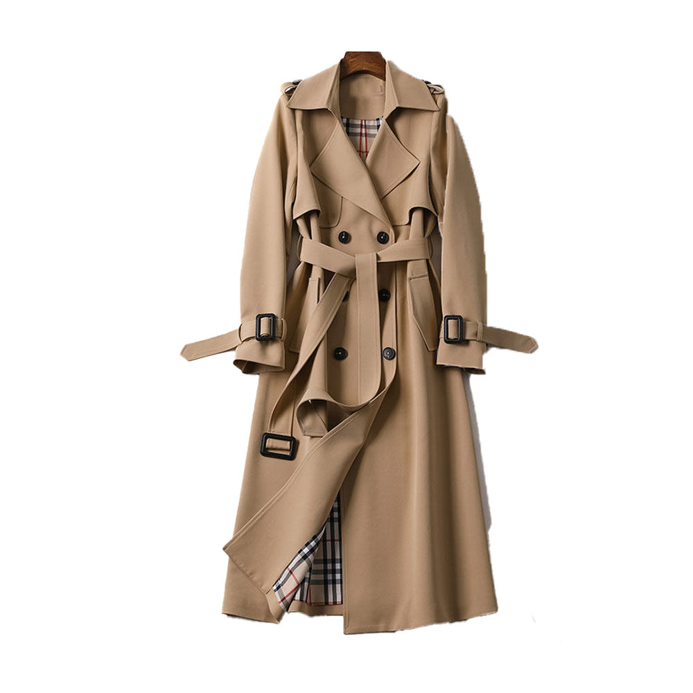 Dames trenchcoat dubbele knop met ceintuur
