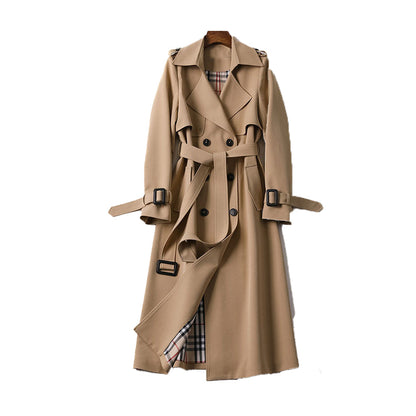 Dames trenchcoat dubbele knop met ceintuur