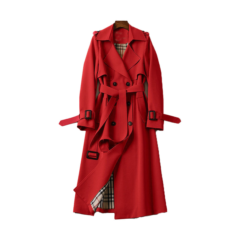 Dames trenchcoat dubbele knop met ceintuur