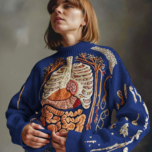 Trui Halloween Skeletprint | Grofgebreid